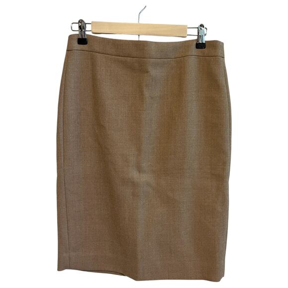 J.Crew No. 2 100% Wool Knee Length Pencil Skirt Beige Size 4 - Picture 2 of 5